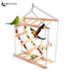 Parrots Toys Bird Swing Exercise Climbing Hanging Ladder Bridge Wooden Rainbow Pet Parrot Macaw Hammock Bird Toy With Bells A46